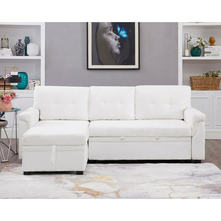 Canapé sectionnel réversible avec lit gigogne, méridienne avec rangement dissimulé, pieds durables,