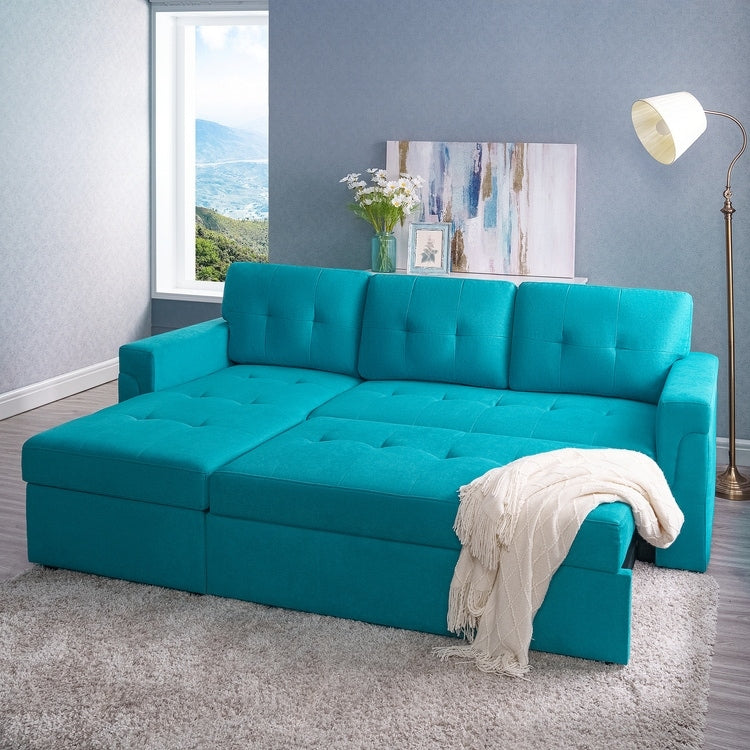Canapé sectionnel réversible avec lit gigogne, méridienne avec rangement dissimulé, pieds durables,