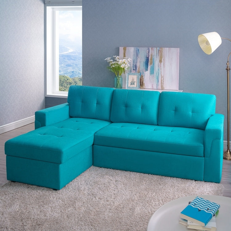Canapé sectionnel réversible avec lit gigogne, méridienne avec rangement dissimulé, pieds durables,