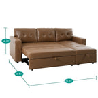 Canapé sectionnel réversible avec lit gigogne, méridienne avec rangement dissimulé, pieds durables,
