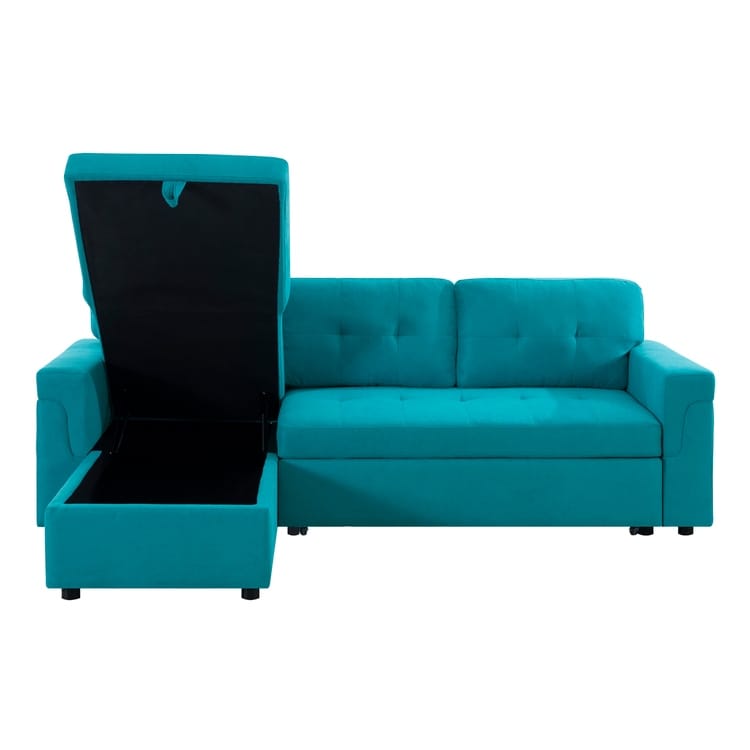 Canapé sectionnel réversible avec lit gigogne, méridienne avec rangement dissimulé, pieds durables,