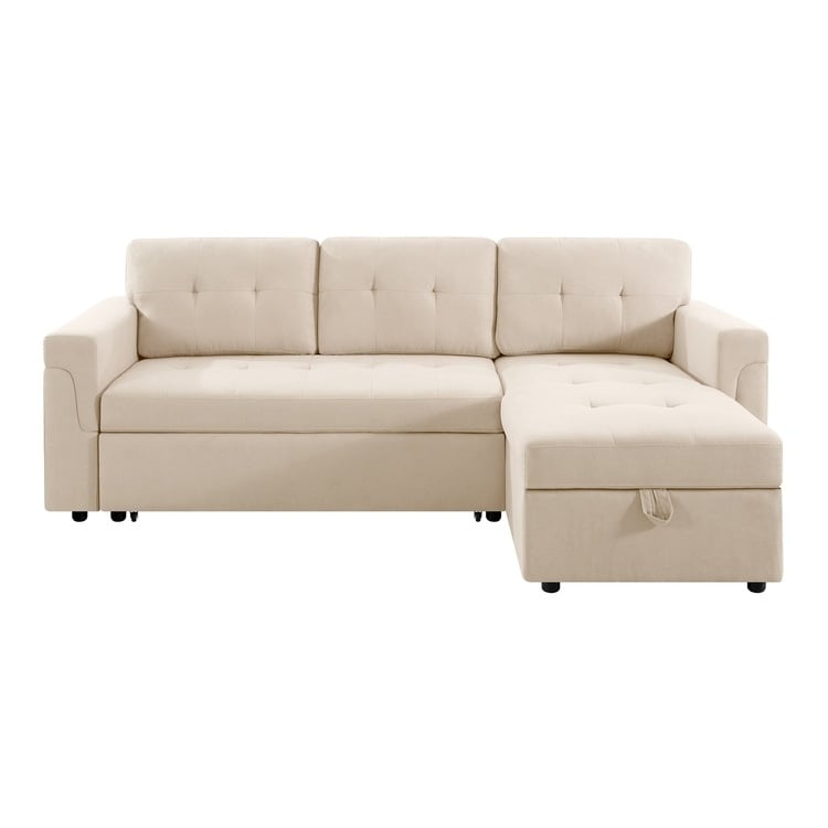 Canapé sectionnel réversible avec lit gigogne, méridienne avec rangement dissimulé, pieds durables,