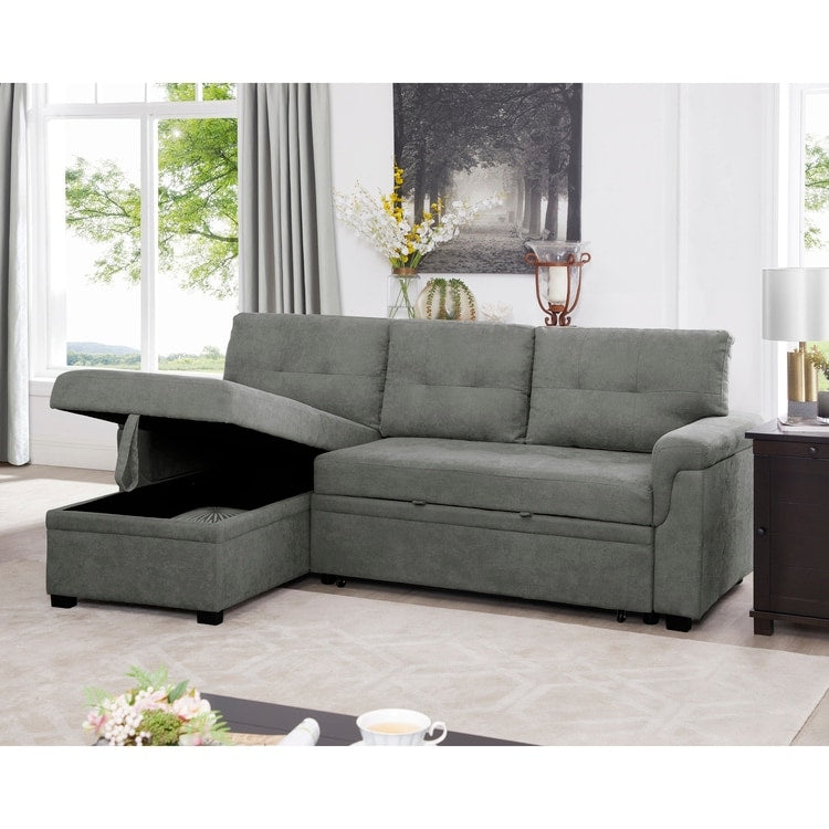 Canapé sectionnel réversible avec lit gigogne, méridienne avec rangement dissimulé, pieds durables,