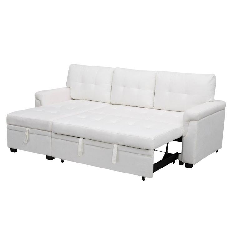Canapé sectionnel réversible avec lit gigogne, méridienne avec rangement dissimulé, pieds durables,