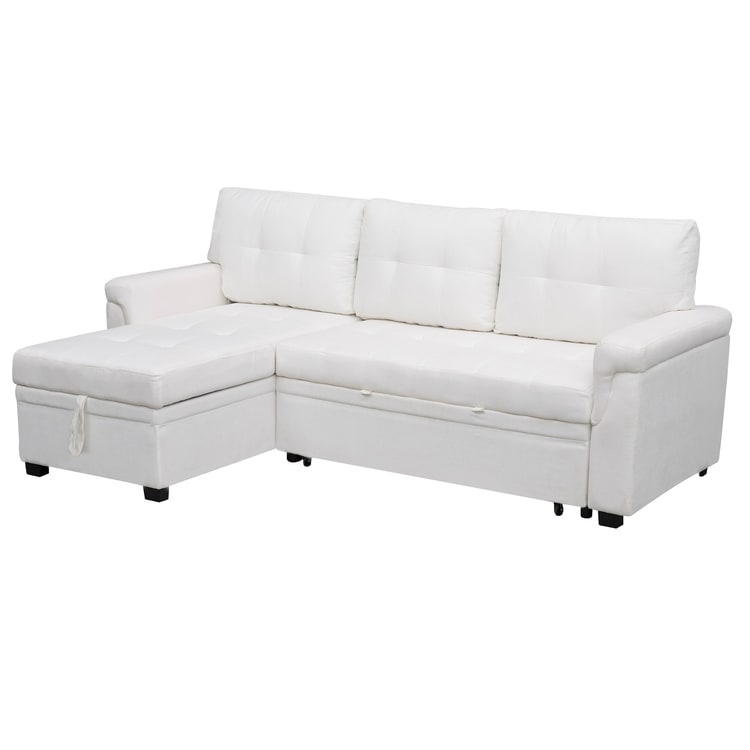 Canapé sectionnel réversible avec lit gigogne, méridienne avec rangement dissimulé, pieds durables,