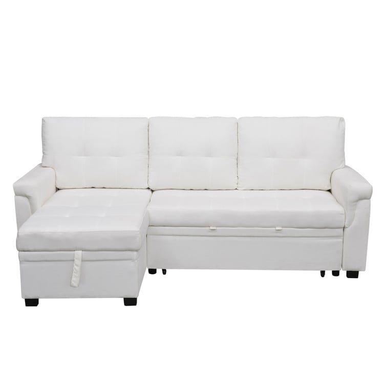 Canapé sectionnel réversible avec lit gigogne, méridienne avec rangement dissimulé, pieds durables,
