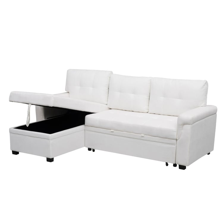 Canapé sectionnel réversible avec lit gigogne, méridienne avec rangement dissimulé, pieds durables,