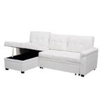 Canapé sectionnel réversible avec lit gigogne, méridienne avec rangement dissimulé, pieds durables,
