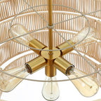 Lustre bohème moderne Piersan à 5 lumières avec abat-jour en rotin à plusieurs niveaux - 26 po de largeur