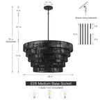 Lustre bohème moderne Piersan à 5 lumières avec abat-jour en rotin à plusieurs niveaux - 26 po de largeur