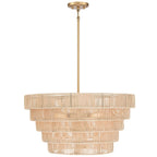 Lustre bohème moderne Piersan à 5 lumières avec abat-jour en rotin à plusieurs niveaux - 26 po de largeur