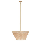 Lustre bohème moderne Piersan à 5 lumières avec abat-jour en rotin à plusieurs niveaux - 26 po de largeur