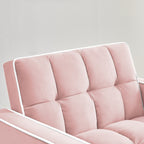 Canapé-lit simple en velours rose avec dossier réglable