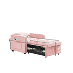 Canapé-lit simple en velours rose avec dossier réglable