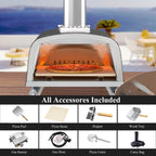 Four à pizza extérieur multi-combustible, machine à pizza cuite sur pierre avec brûleur à gaz et boîte à bois - 12 pouces