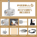 Four à pizza extérieur multi-combustible, machine à pizza cuite sur pierre avec brûleur à gaz et boîte à bois - 12 pouces