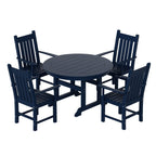 Ensemble de salle à manger d'extérieur Polytrends Laguna en PEHD, toutes saisons, avec table ronde et fauteuils (5 pièces)