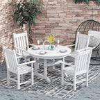 Ensemble de salle à manger d'extérieur Polytrends Laguna en PEHD, toutes saisons, avec table ronde et fauteuils (5 pièces)