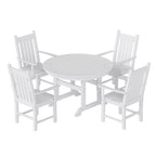 Ensemble de salle à manger d'extérieur Polytrends Laguna en PEHD, toutes saisons, avec table ronde et fauteuils (5 pièces)