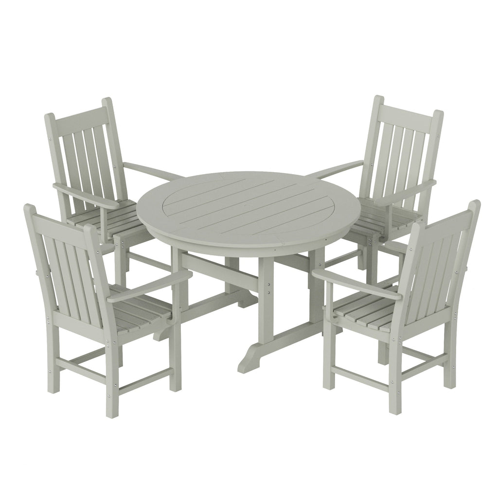 Ensemble de salle à manger d'extérieur Polytrends Laguna en PEHD, toutes saisons, avec table ronde et fauteuils (5 pièces)