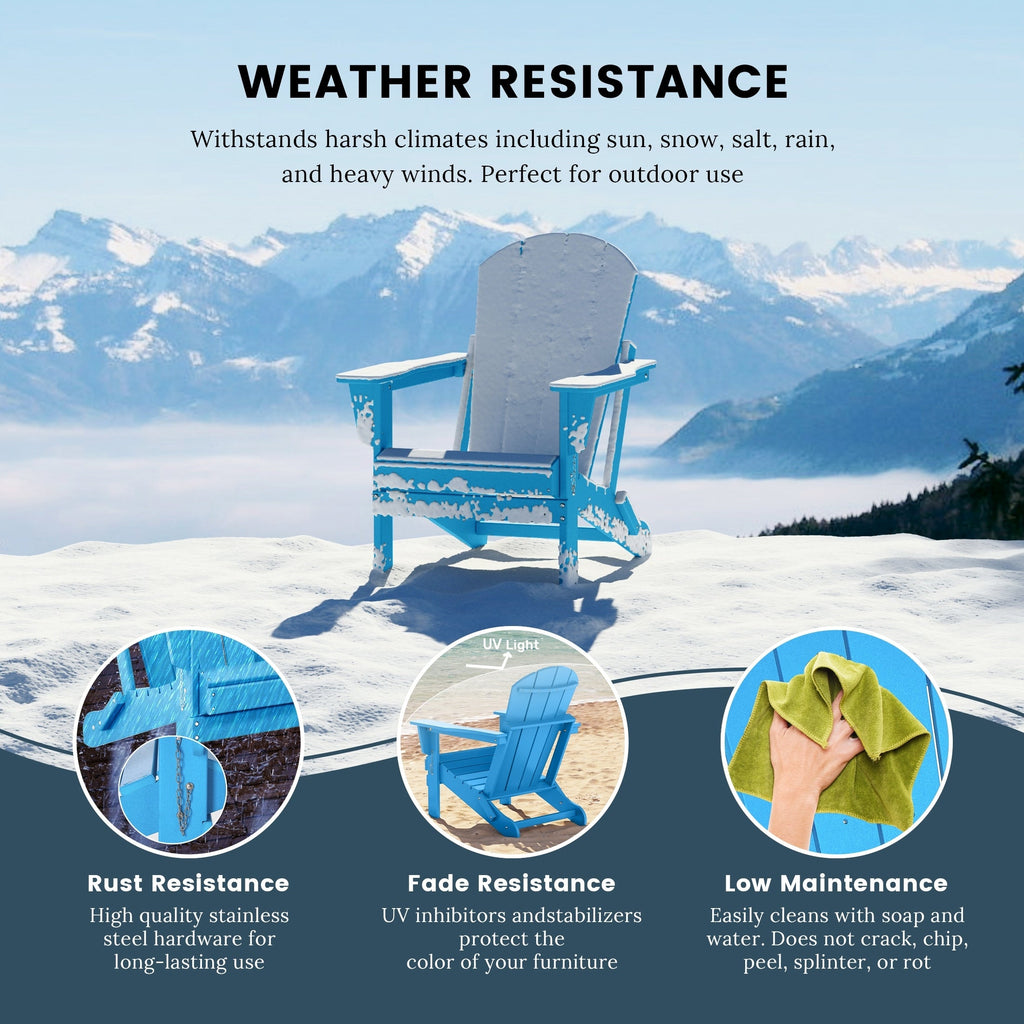 Chaise pliante Adirondack Polytrends Laguna résistante à la décoloration et aux intempéries pour patio extérieur