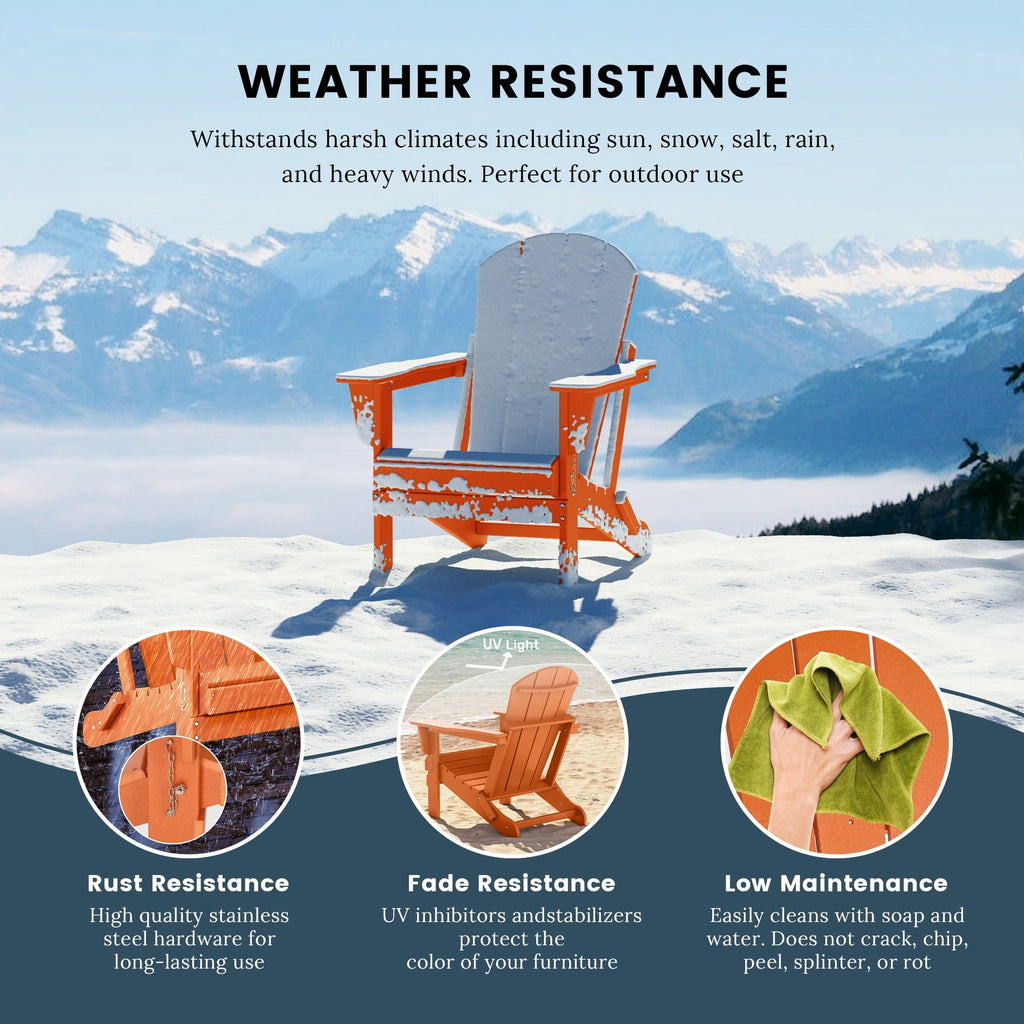 Chaise pliante Adirondack Polytrends Laguna résistante à la décoloration et aux intempéries pour patio extérieur