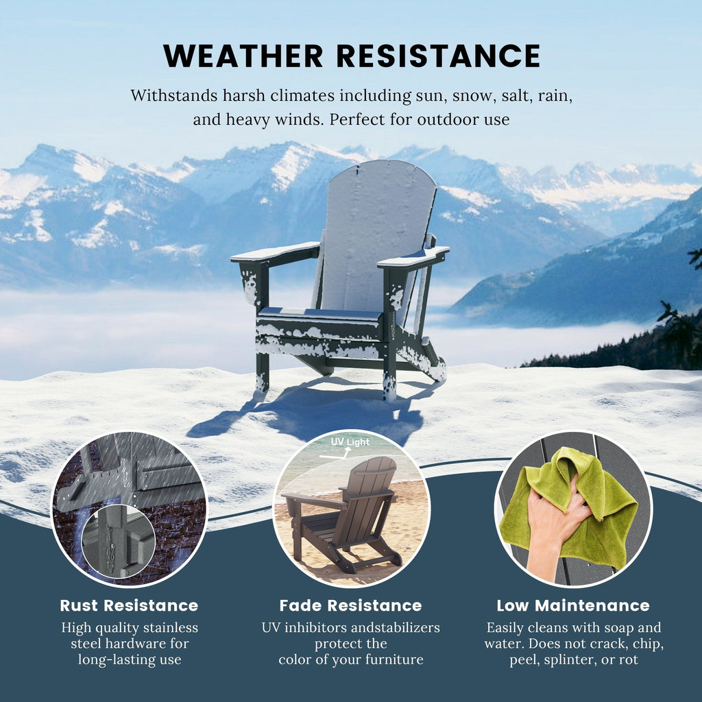 Chaise pliante Adirondack Polytrends Laguna résistante à la décoloration et aux intempéries pour patio extérieur