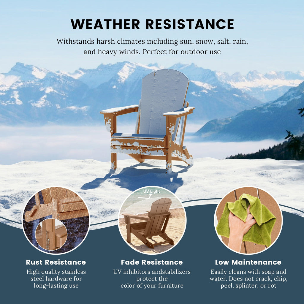 Chaise pliante Adirondack Polytrends Laguna résistante à la décoloration et aux intempéries pour patio extérieur