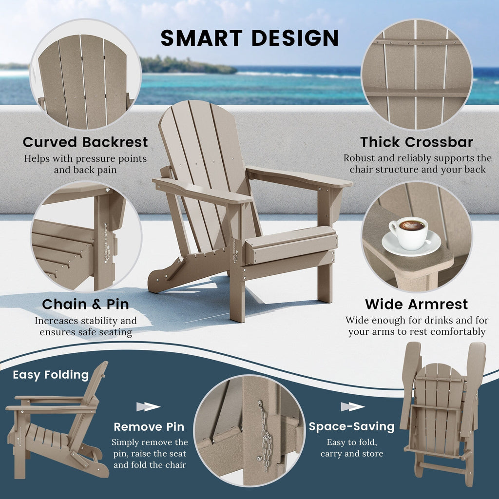 Chaises pliantes Adirondack Polytrends Laguna résistantes aux intempéries (lot de 2)