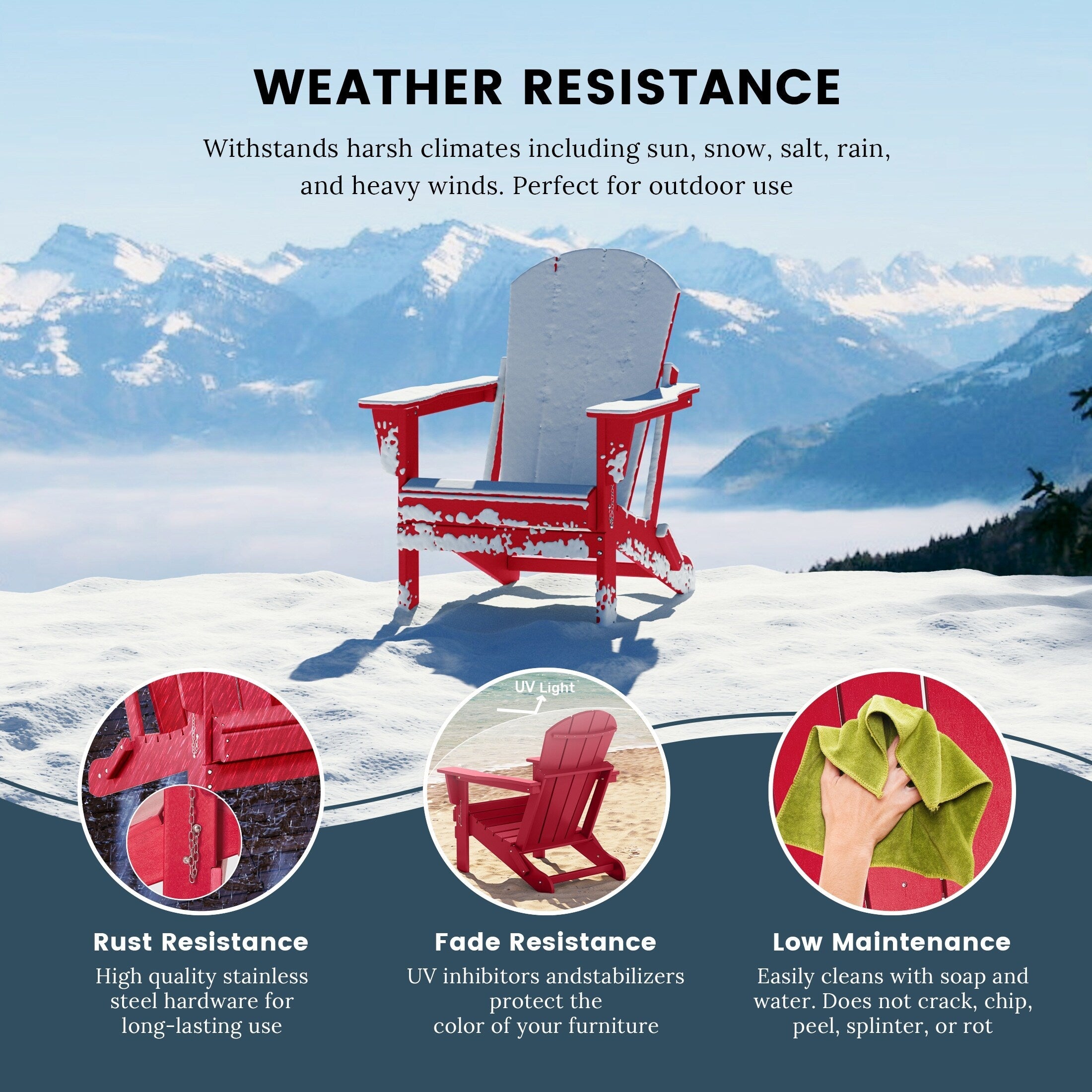 Chaises pliantes Adirondack Polytrends Laguna résistantes aux intempéries (lot de 2)