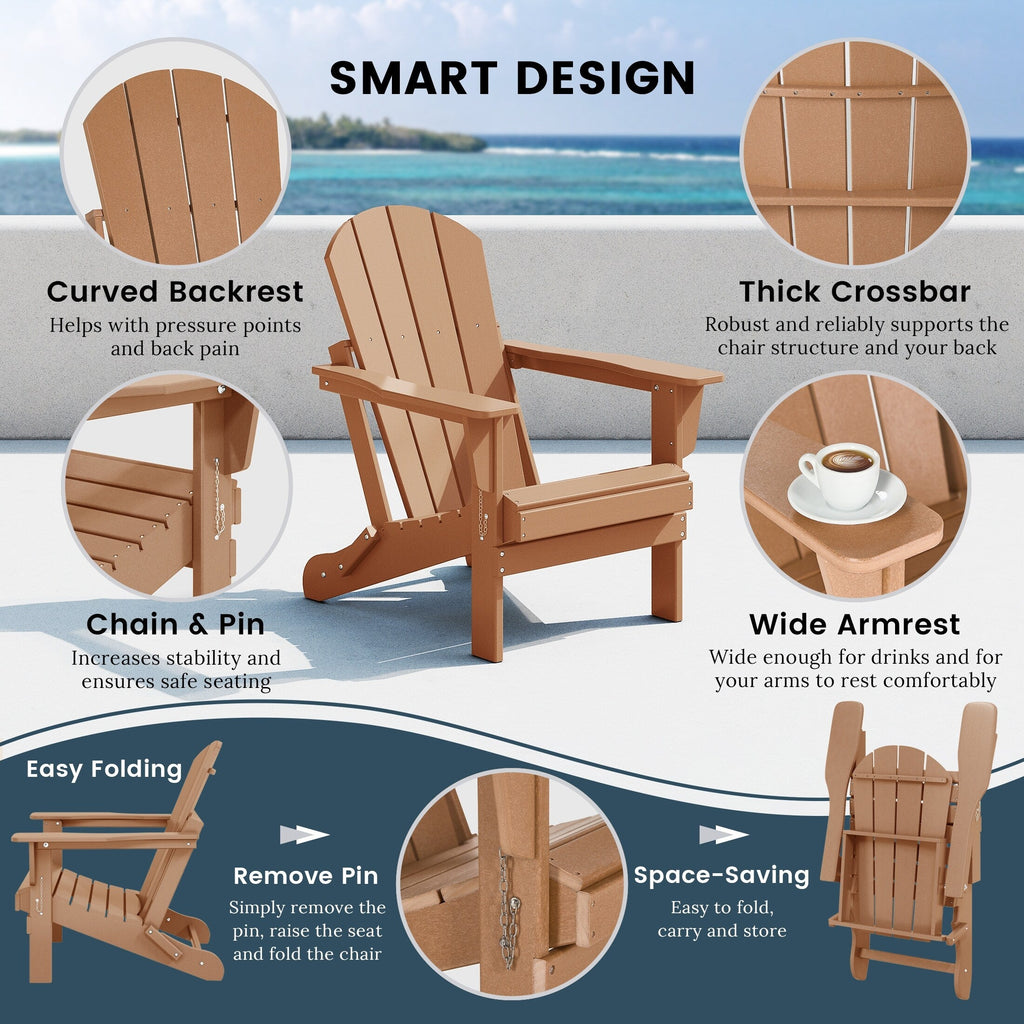 Chaises pliantes Adirondack Polytrends Laguna résistantes aux intempéries (lot de 2)