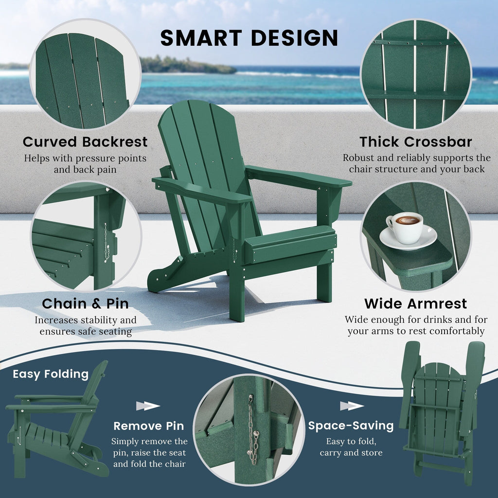 Chaises pliantes Adirondack Polytrends Laguna résistantes aux intempéries (lot de 2)