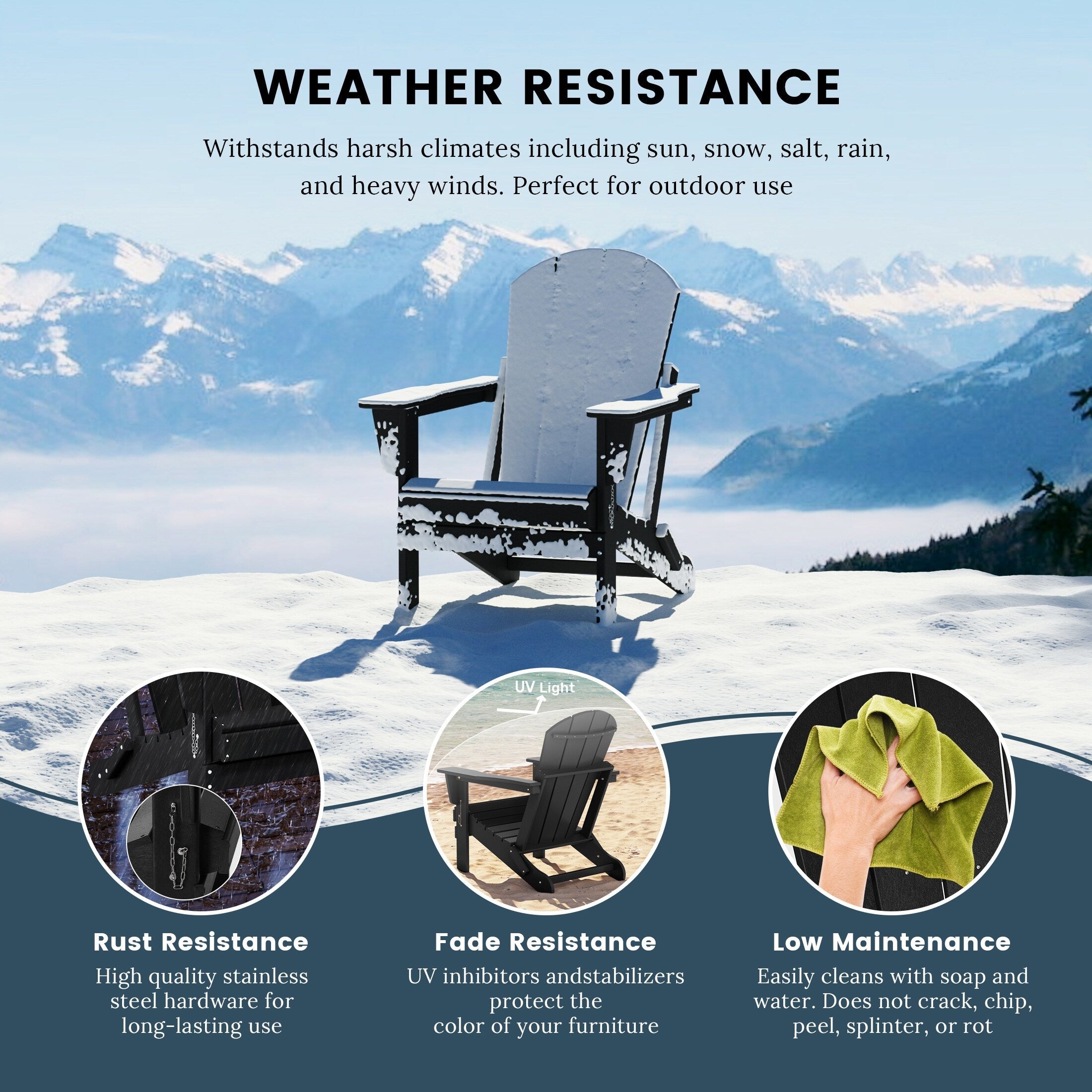 Chaises pliantes Adirondack Polytrends Laguna résistantes aux intempéries (lot de 2)