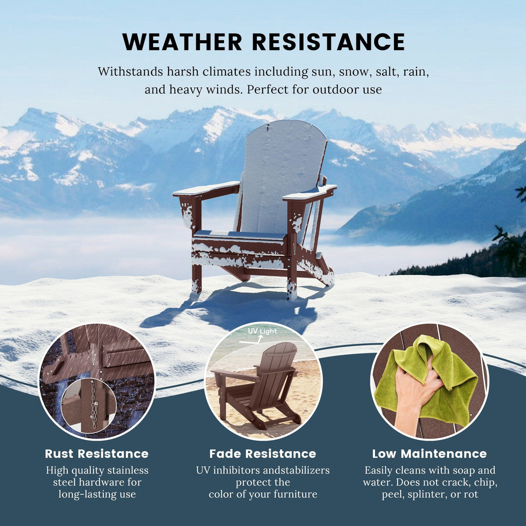 Chaises pliantes Adirondack Polytrends Laguna résistantes aux intempéries (lot de 4)