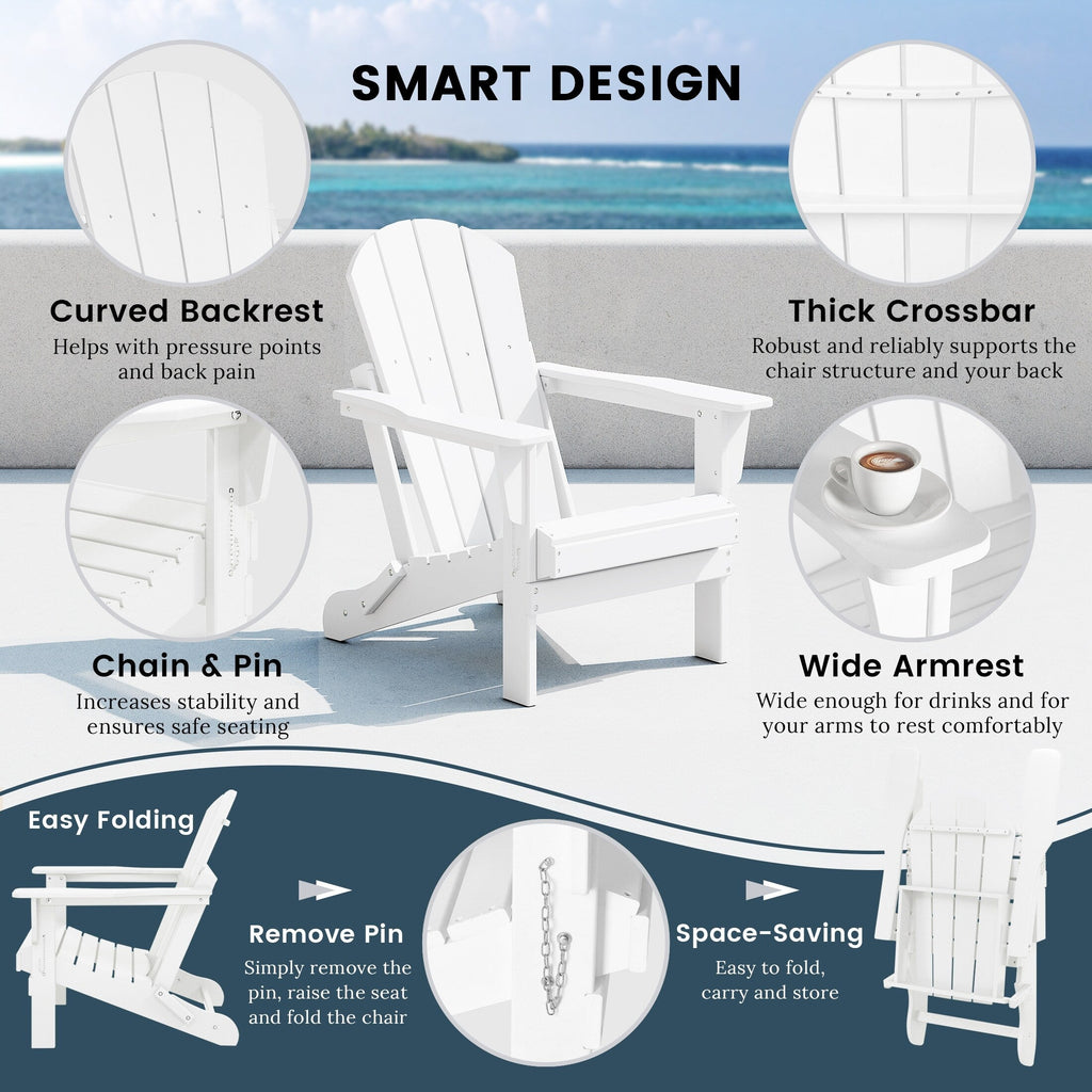 Chaises pliantes Adirondack Polytrends Laguna résistantes aux intempéries (lot de 4)