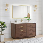 Meuble-lavabo Porto avec dessus en quartz blanc sans miroir