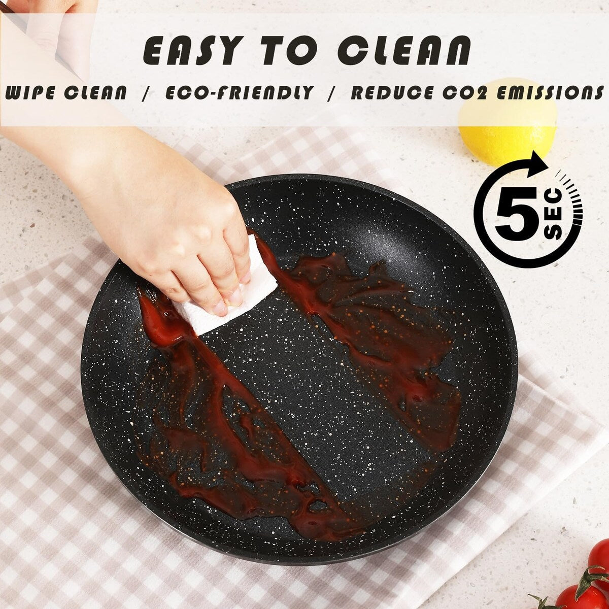 Ensemble de casseroles et poêles antiadhésives, batterie de cuisine en céramique avec motif, ustensiles de cuisine à induction avec poêles, cocotte avec couvercles