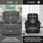 Fauteuil releveur électrique pour personnes âgées, en tissu, avec repose-pieds allongé, 2 porte-gobelets, poches latérales et télécommande.