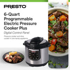 Autocuiseur électrique Presto 02141 6 pintes avec mijoteuse programmable, argent