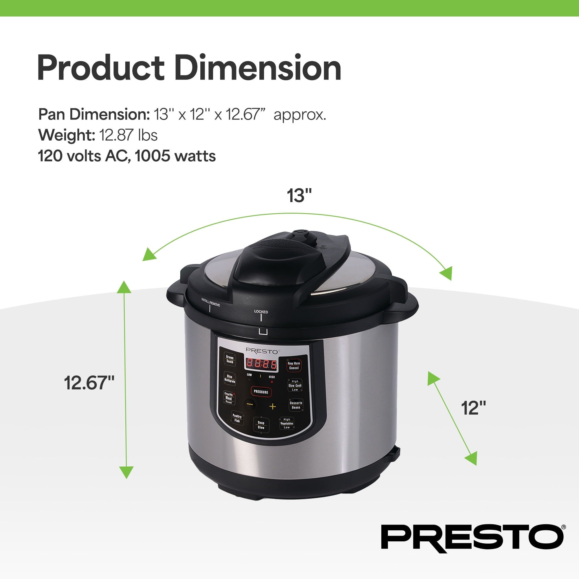 Autocuiseur électrique Presto 02141 6 pintes avec mijoteuse programmable, argent
