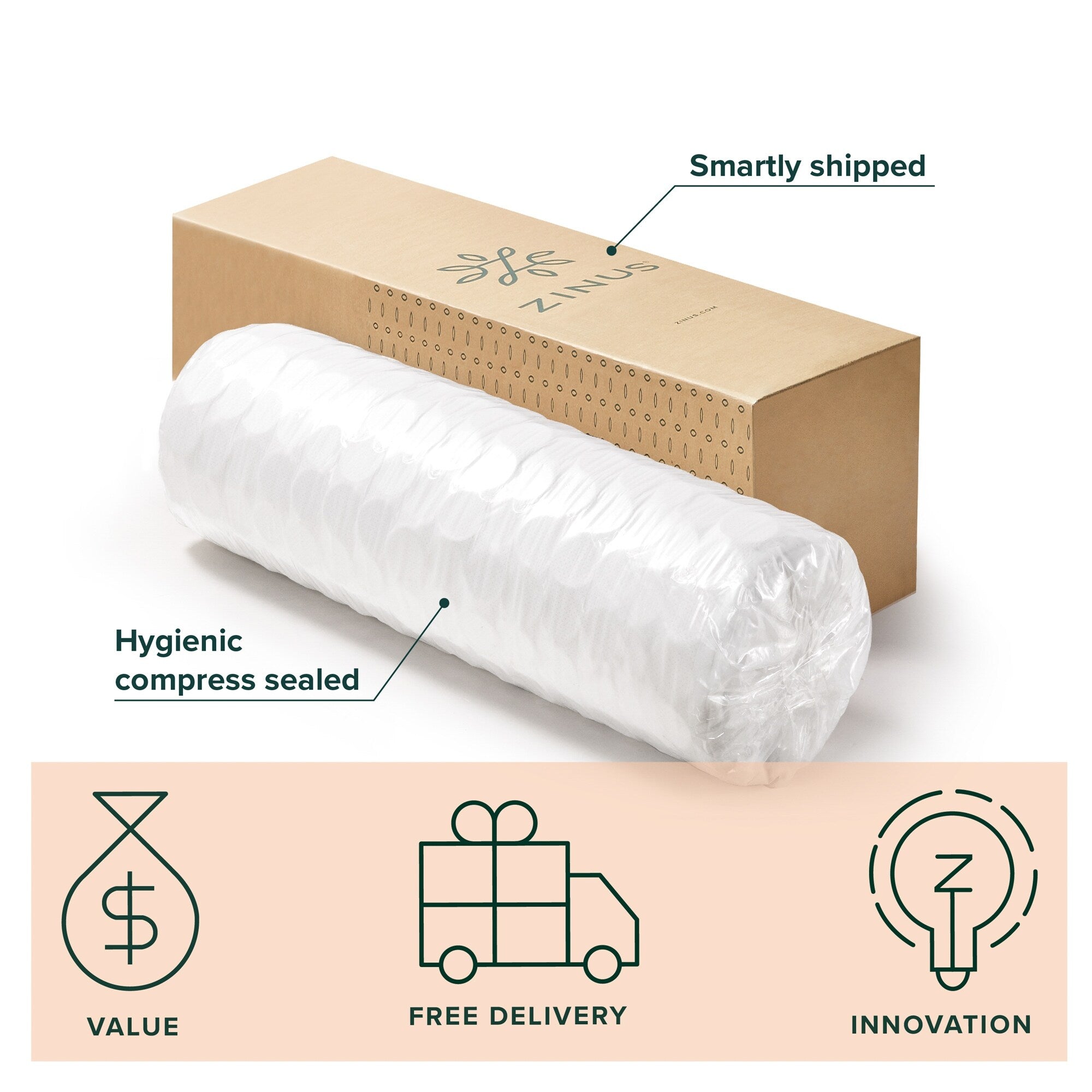 Matelas hybride à ressorts ensachés Priage by ZINUS Comfort Essential de 8 pouces