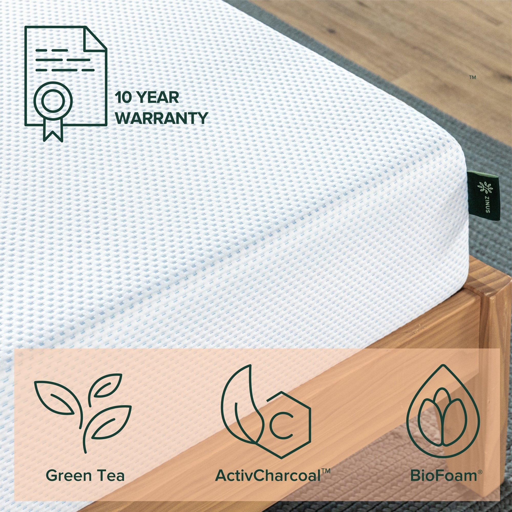 Matelas en mousse à mémoire de forme Priage by Zinus de 8 pouces au thé vert