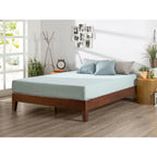 Lit plateforme de luxe en bois massif expresso antique Priage par Zinus