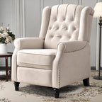 Fauteuil inclinable à dossier relevable, fauteuil en tissu avec décoration rivetée, fauteuil d'appoint simple