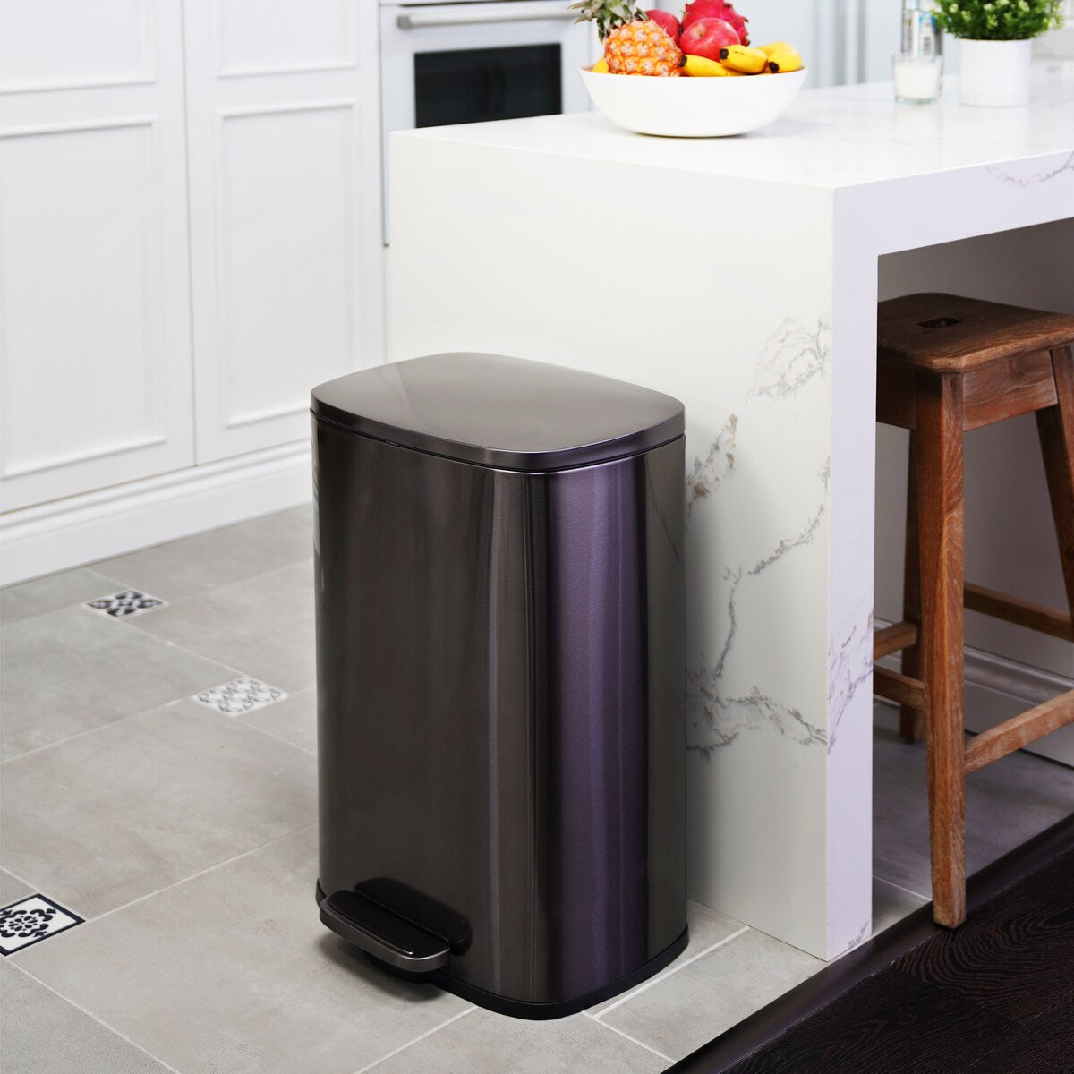 Poubelles rectangulaires Qualiazero de 13,2 gallons et deux de 1,3 gallon à pédale - Ensemble familial