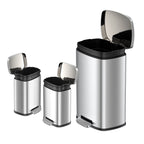 Poubelles rectangulaires Qualiazero de 13,2 gallons et deux de 1,3 gallon à pédale - Ensemble familial