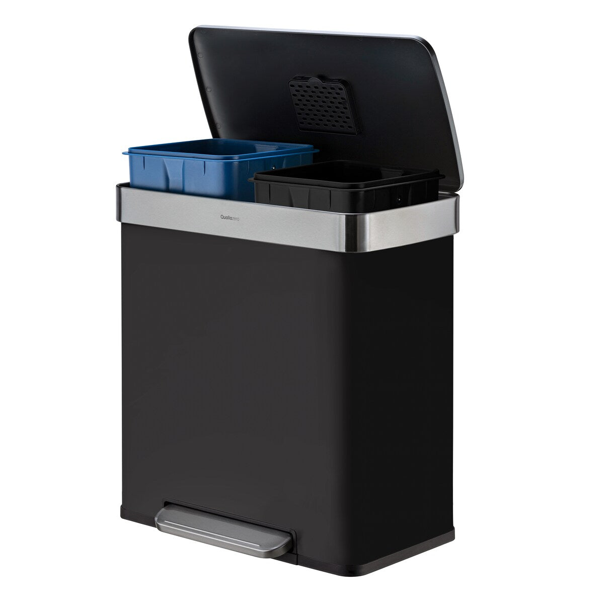 Poubelle de recyclage rectangulaire Qualiazero 16 gal (unité double 8 gal) - Acier inoxydable