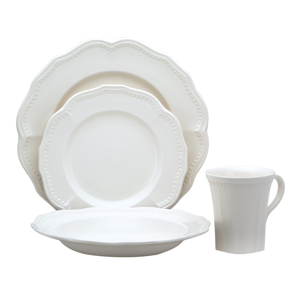 Service de table classique blanc Red Vanilla 16 pièces