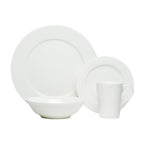 Service de table 16 pièces en porcelaine tendre à bord vanille rouge