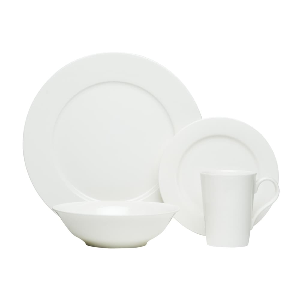 Service de table 16 pièces en porcelaine tendre à bord vanille rouge